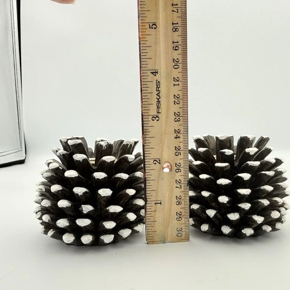 SET‎ of 2 Pine Cone Candlestick HOLDERS Christmas Holiday  Rustic Decor
